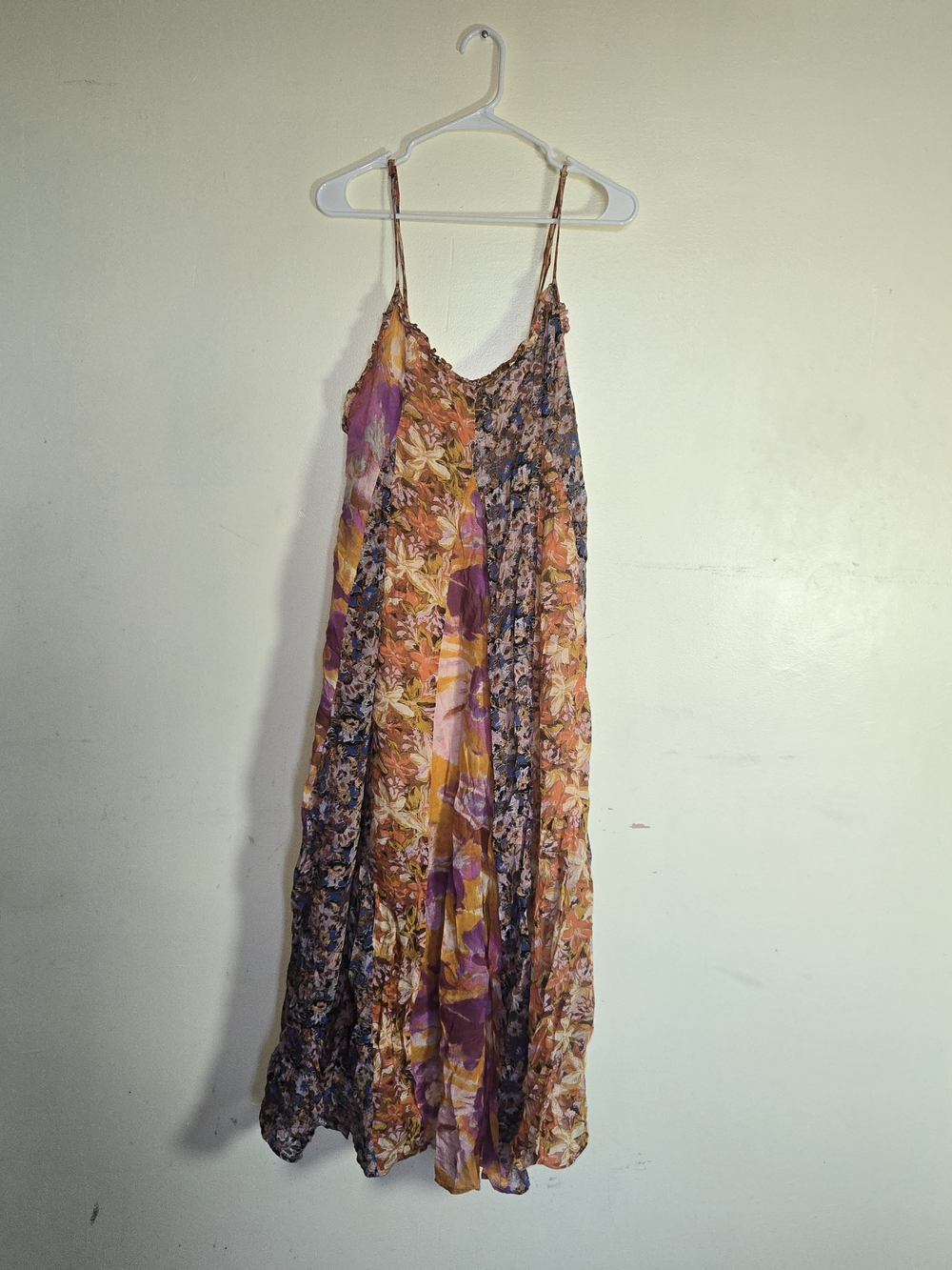 Free People Floral Patchwork Maxi Slip Dress - Purple & Orange